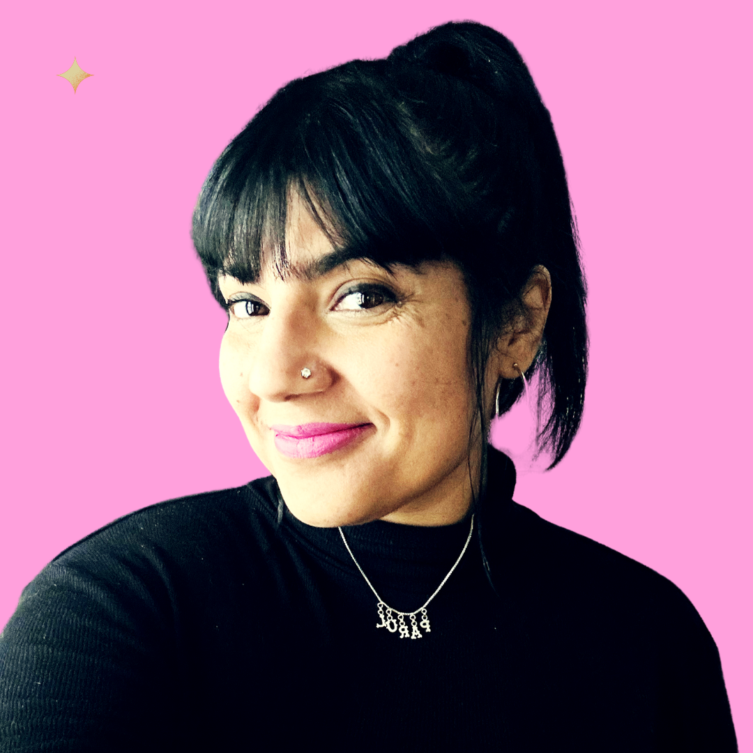 woman face pink background